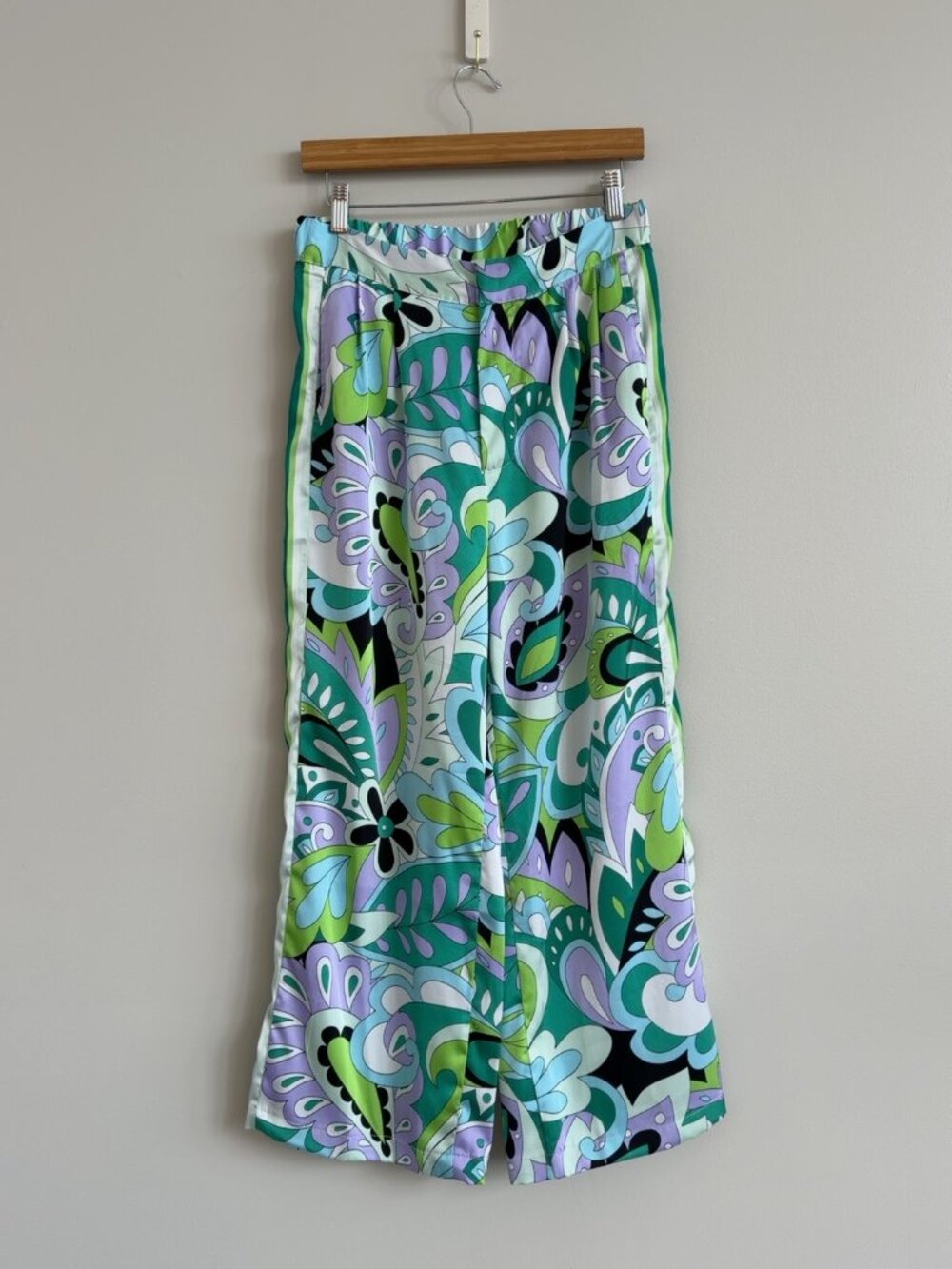 Steve Madden M Psychedelic Pucci Inspired Wide Leg Pants Green Purple